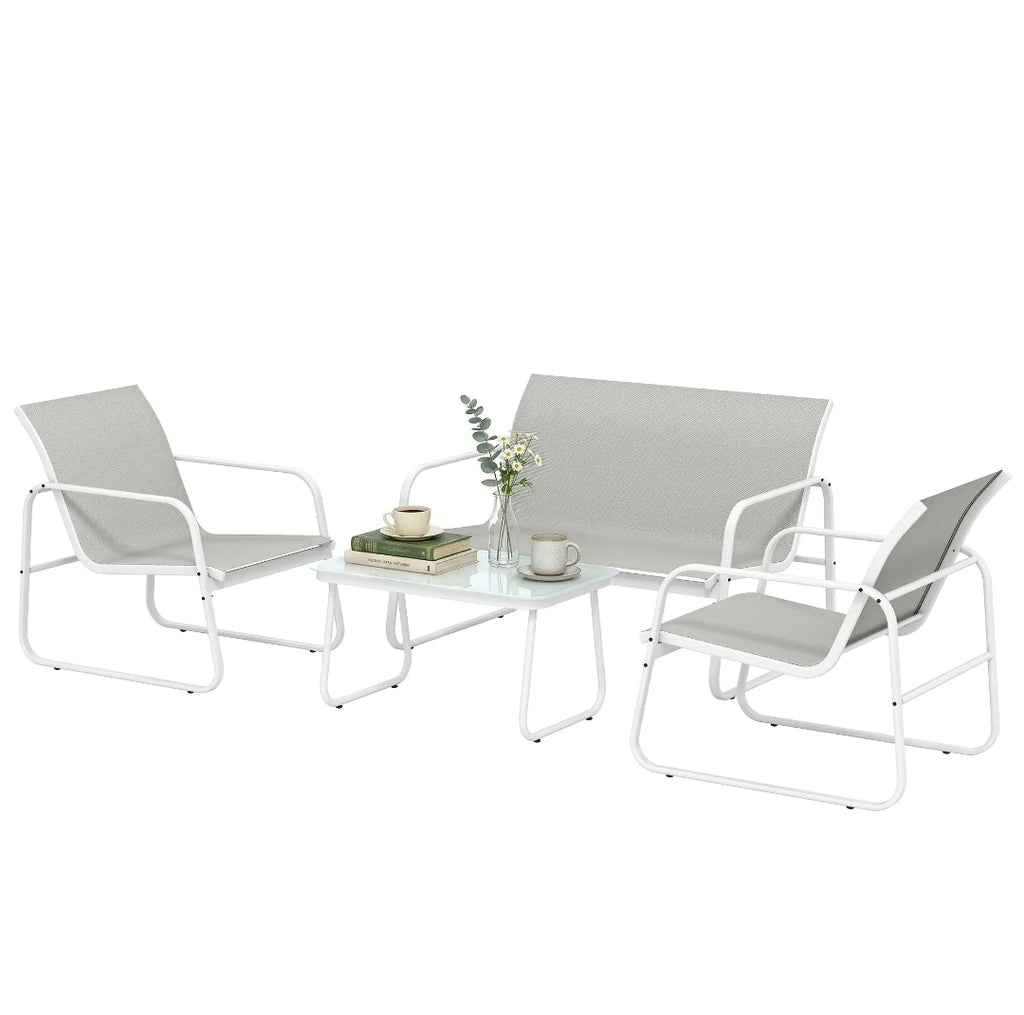 Conjunto de Jardín Exterior 4 Piezas con Sofá, 2 Sillones y Mesa | MooM Decó