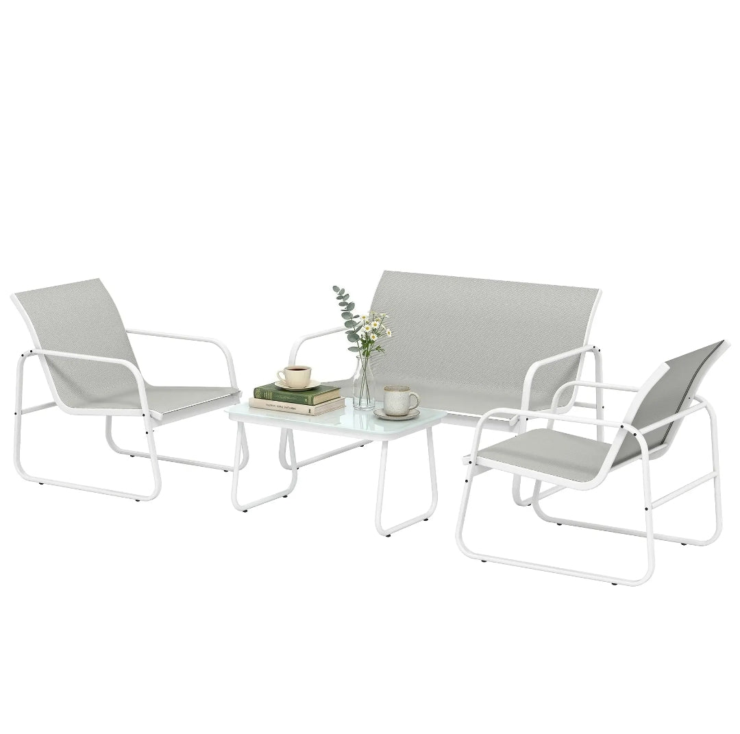 Conjunto de Jardín Exterior 4 Piezas con Sofá, 2 Sillones y Mesa | MooM Decó