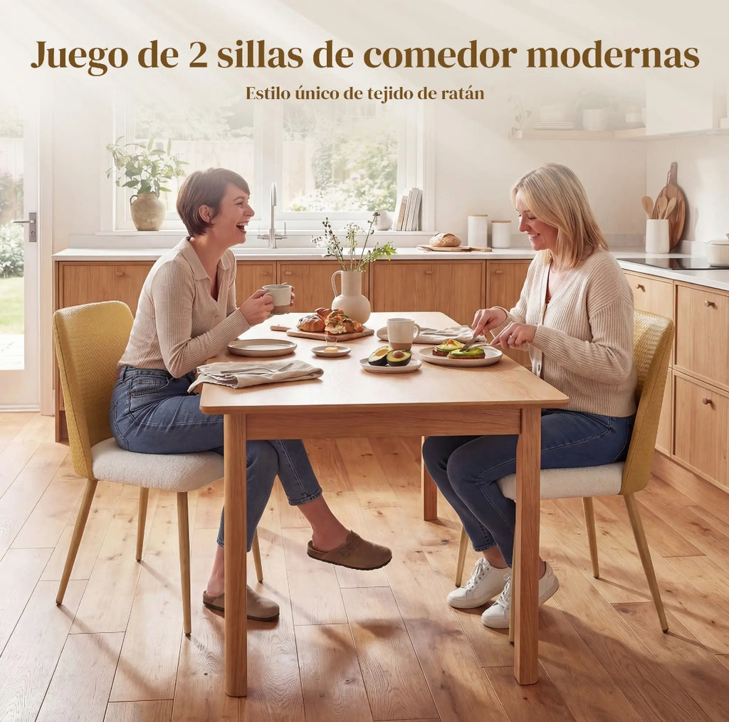 Juego de 2 Sillas de Comedor piel PU con Asiento Acolchado y Patas de Acero