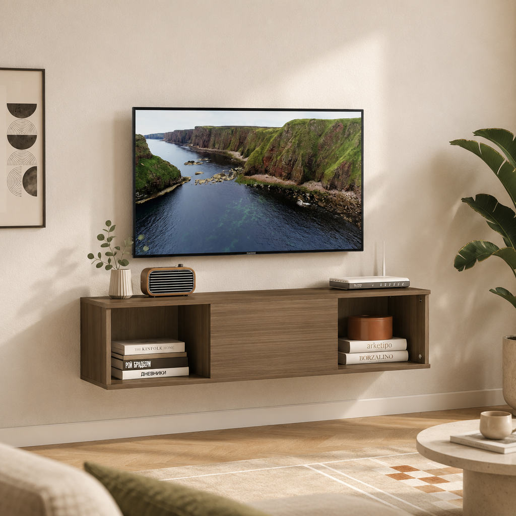 Mueble TV Colgante 120 cm Efecto Madera Marrón | MooM Decó