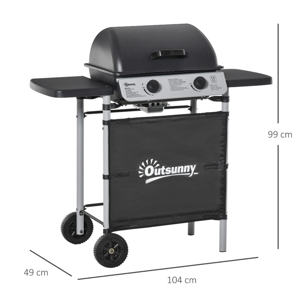 Barbacoa de Gas 2 Quemadores con Mesas Laterales 5,6 kW | MooM Decó