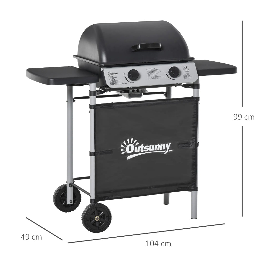 Barbacoa de Gas 2 Quemadores con Mesas Laterales 5,6 kW | MooM Decó