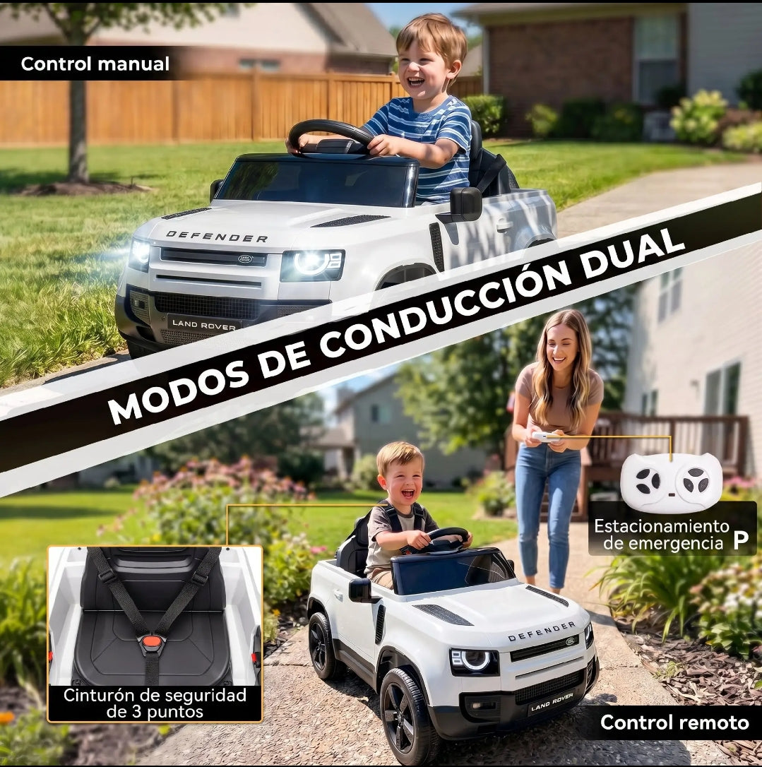 Coche Eléctrico Infantil Land Rover Defender 12V Blanco | MooM Decó