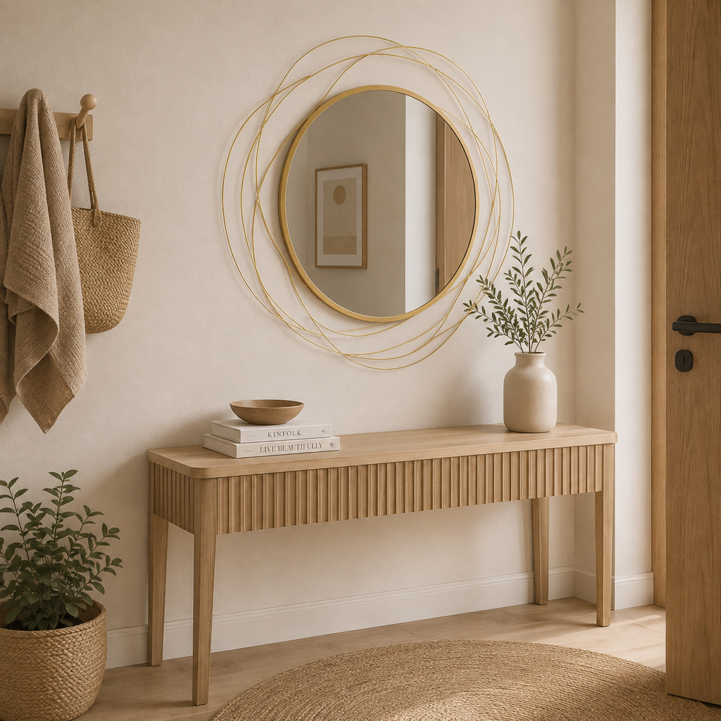 Espejo Decorativo Redondo Dorado con Marco Abstracto Ø65 cm | MooM Decó