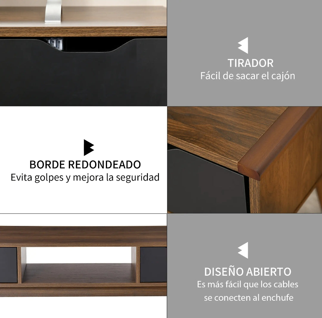 Mueble TV 122 cm con 2 Cajones y Compartimento Abierto | MooM Decó