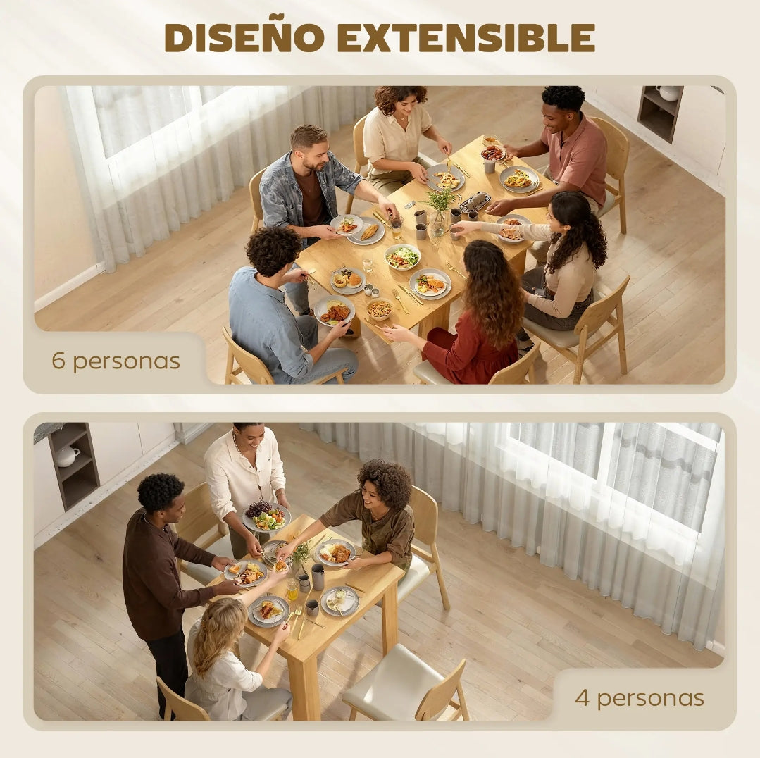 Mesa de Comedor Extensible 70-140 cm Madera Natural | MooM Decó