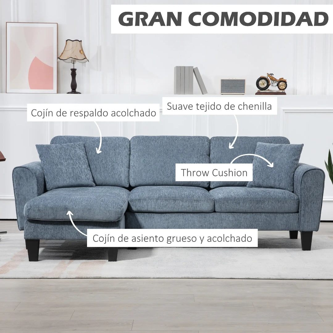 Sofa chaiselongue reversible 230 cm.