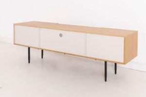 Mueble TV Kalmar Roble Natural y Aquamarina | MooM Decó
