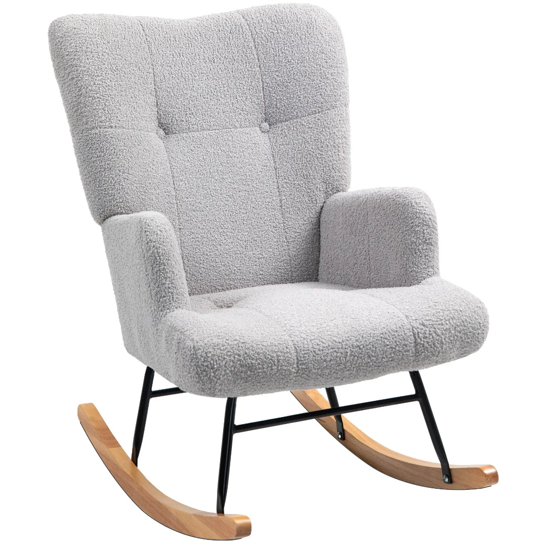 Sillón Mecedora Teddy Azul Claro Acolchado | MooM Decó