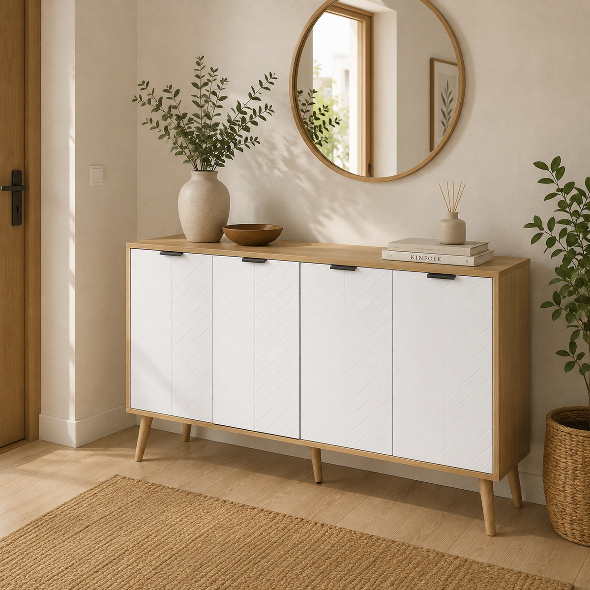 Aparador Buffet Blanco y Madera con 3 Puertas | MooM Decó