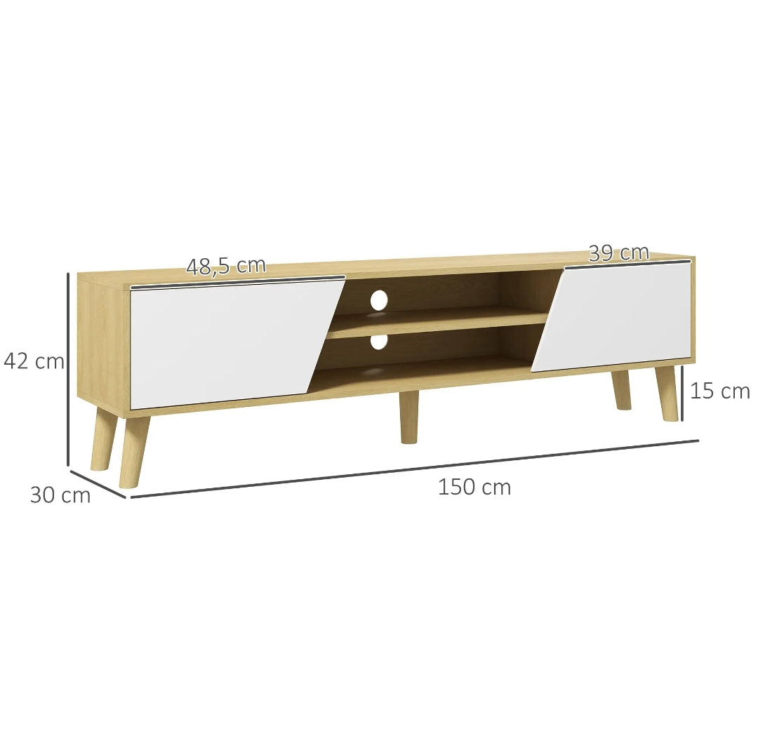 Mueble TV 150 cm Roble y Blanco para TV hasta 65" | MooM Decó