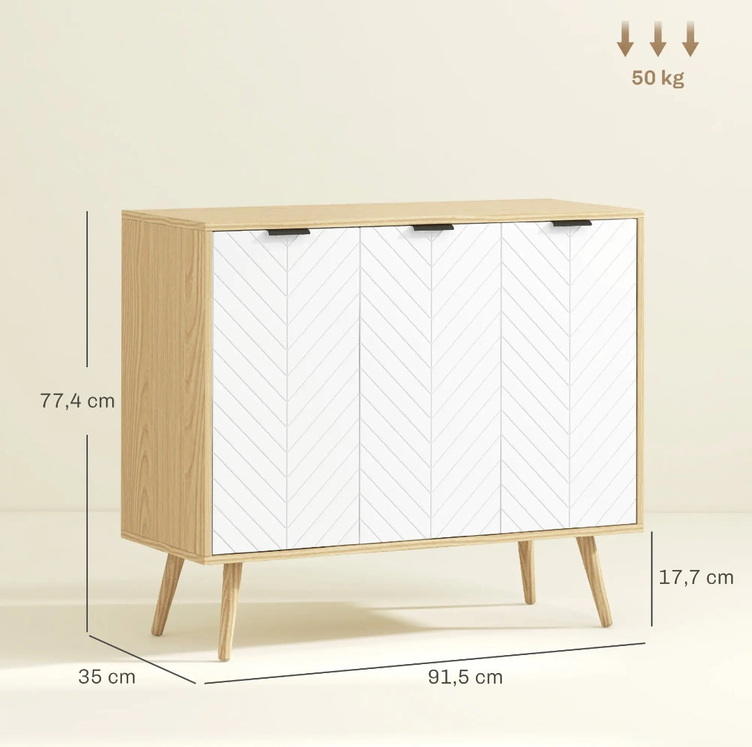 Aparador Buffet Blanco y Madera con 3 Puertas | MooM Decó