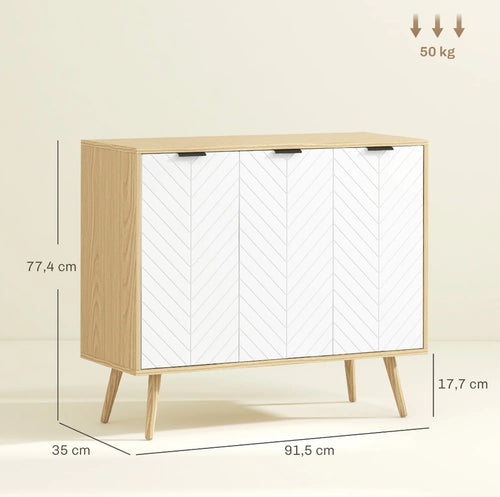 Aparador Buffet Blanco y Madera con 3 Puertas | MooM Decó
