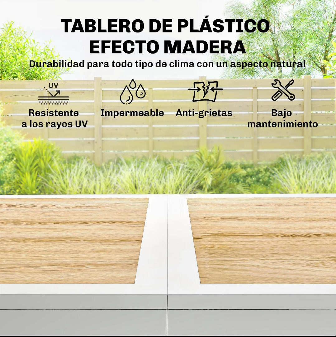 Conjunto de mesa y sillas apilables blanco MORAIRA