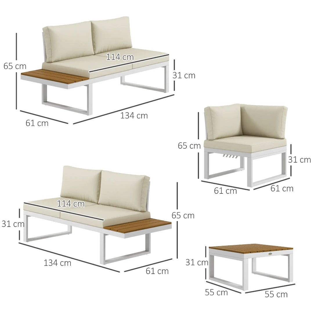 Sofa rinconera exterior Modular 4 Piezas con Sofá Reclinable y Mesa | MooM Decó