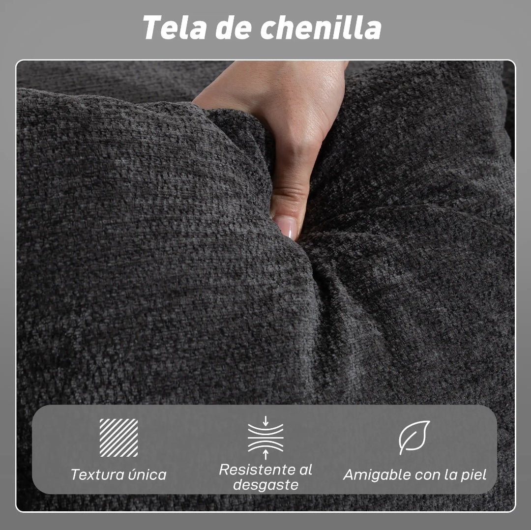 Sofá Cama de 2 Plazas en Chenilla Gris Oscuro | MooM Decó