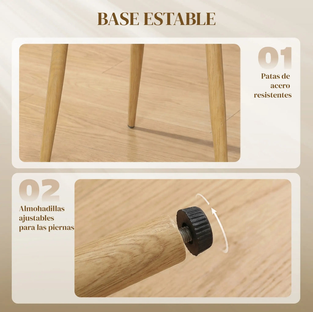 Juego de 2 Sillas de Comedor piel PU con Asiento Acolchado y Patas de Acero