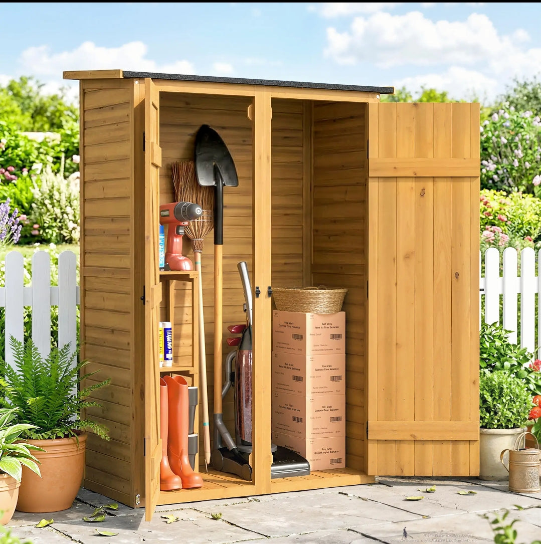 Armario Exterior de Madera para Jardín con Estantes 156 cm | MooM Decó