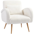 Sillón Beige Teddy con Cojín Lumbar y Patas Efecto Madera | MooM Decó