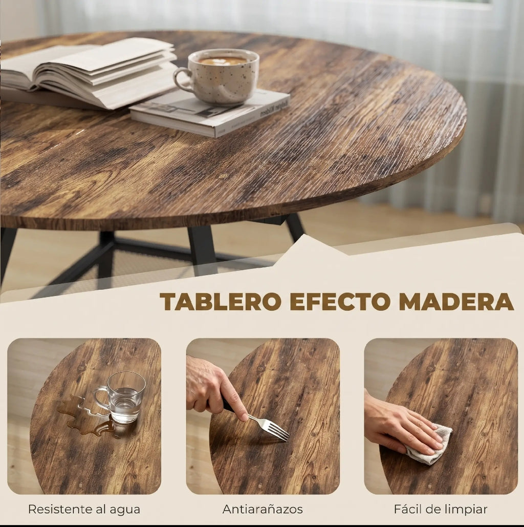 Mesa de Comedor Redonda Ø100 cm Industrial para 4 Personas | MooM Decó