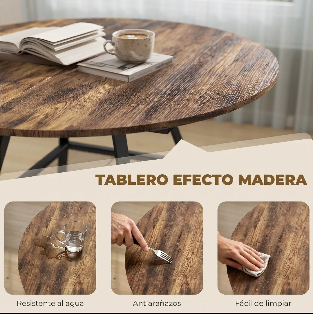 Mesa de Comedor Redonda Ø100 cm Industrial para 4 Personas | MooM Decó