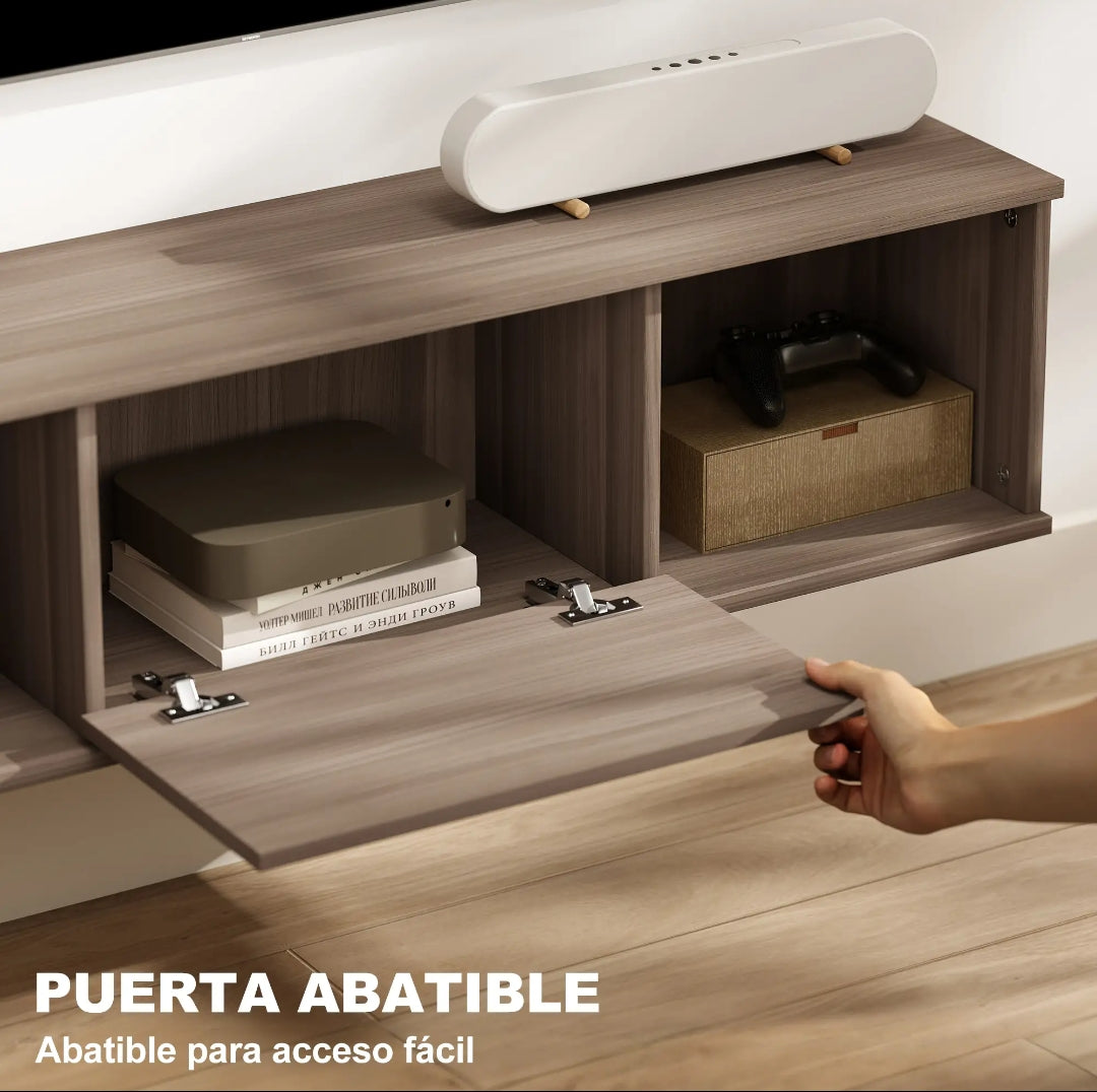Mueble TV Colgante 120 cm Efecto Madera Marrón | MooM Decó