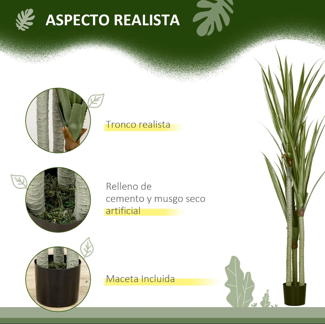 Yuca Artificial Realista 190 cm con Maceta Incluida | Planta Decorativa Grande