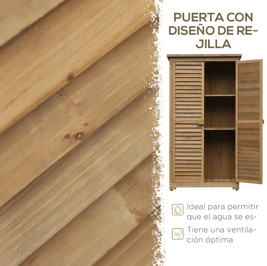 Armario Exterior de Madera para Jardín con Estantes 160 cm | MooM Decó