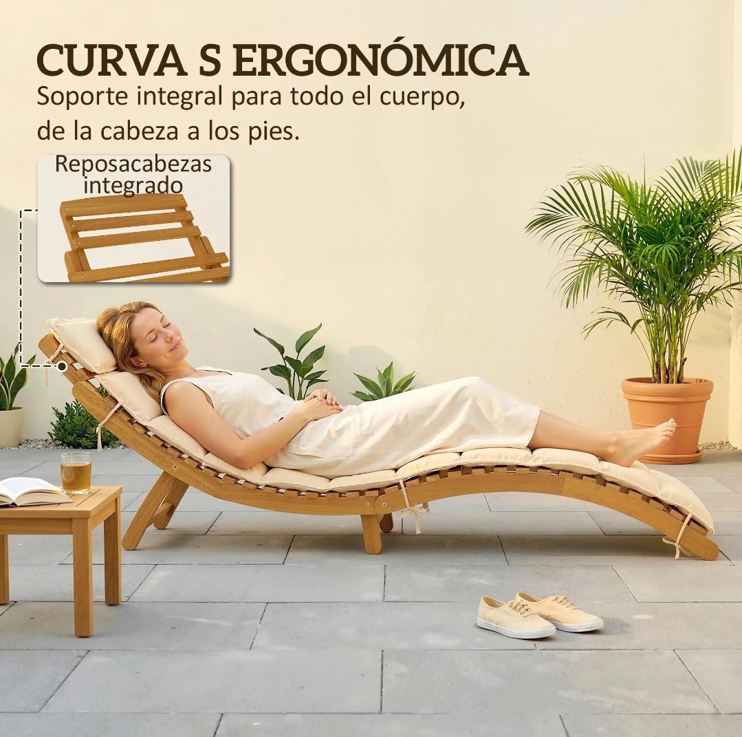 Tumbona ergonómica madera Acacia plegable