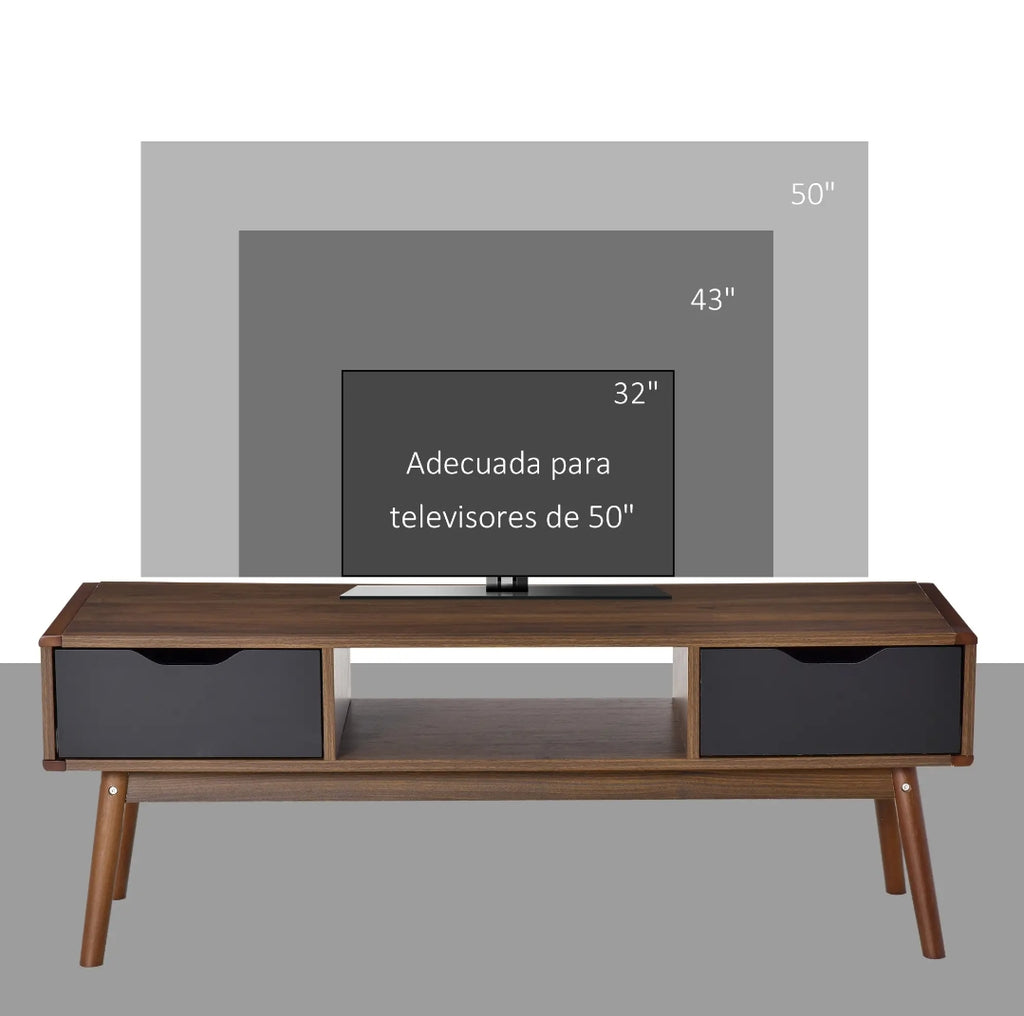 Mueble TV 122 cm con 2 Cajones y Compartimento Abierto | MooM Decó