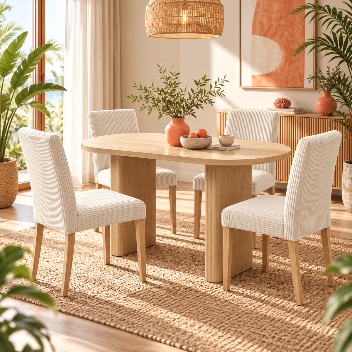 Mesa de Comedor Ovalada Roble 120 cm para 4 | MooM Decó