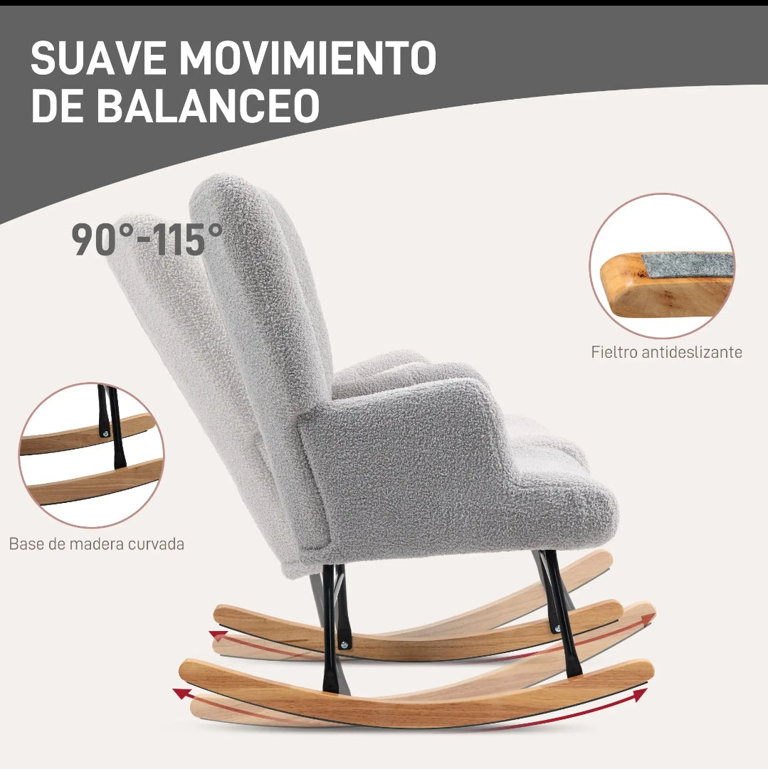 Sillón Mecedora Teddy Azul Claro Acolchado | MooM Decó
