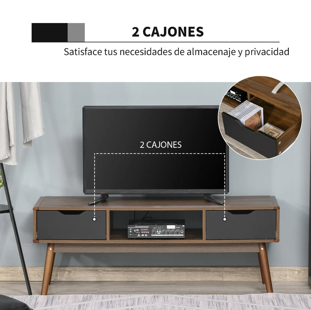 Mueble TV 122 cm con 2 Cajones y Compartimento Abierto | MooM Decó