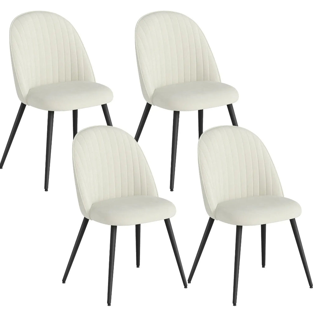 Pack de 4 Sillas de Comedor Tapizadas en Terciopelo Crema | MooM Decó