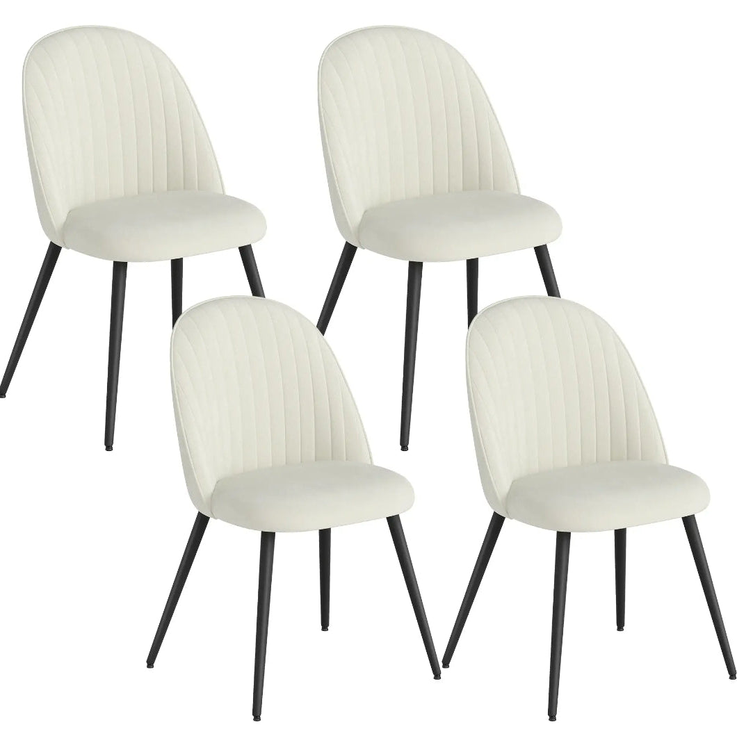 Pack de 4 Sillas de Comedor Tapizadas en Terciopelo Crema | MooM Decó