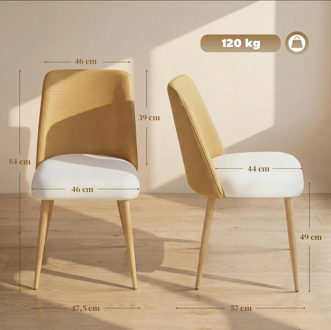 Juego de 2 Sillas de Comedor piel PU con Asiento Acolchado y Patas de Acero