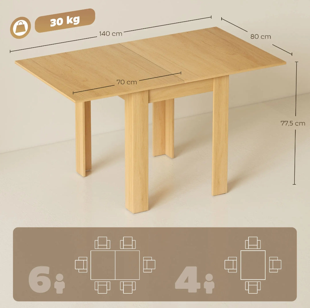 Mesa de Comedor Extensible 70-140 cm Madera Natural | MooM Decó