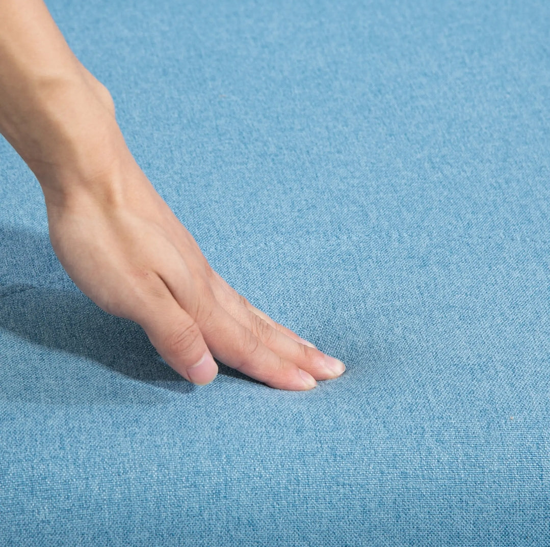 Butaca con Reposapiés Azul Claro | Sillón de Lectura Moderno con Patas de Acero
