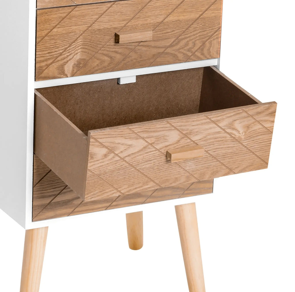 Cajonera Auxiliar Blanca con Patas de Madera 75 cm | MooM Decó