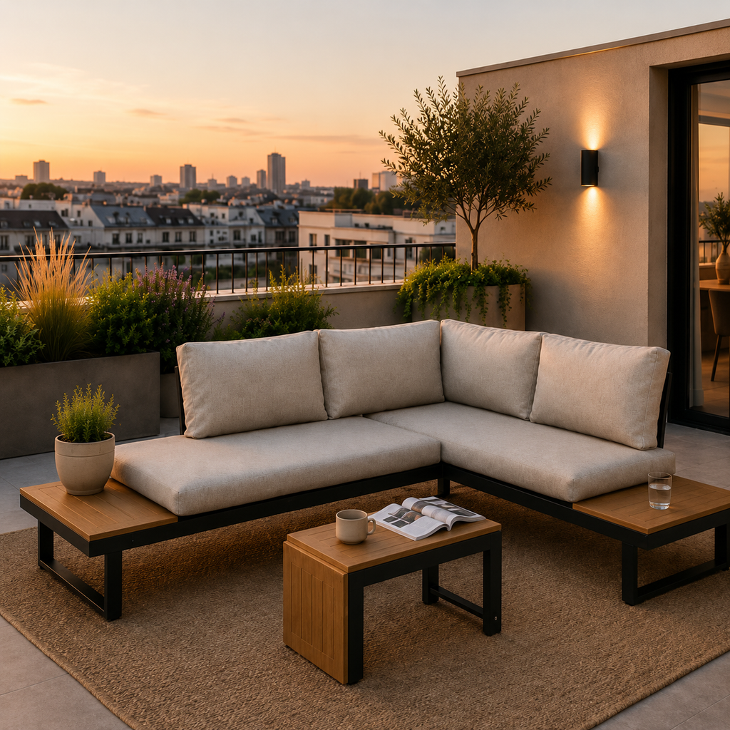 Sofa rinconera Exterior múltiposición más mesa