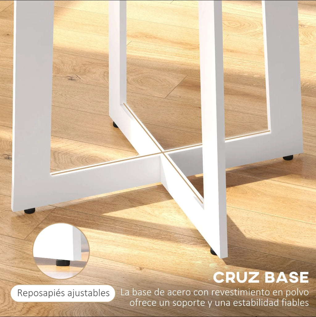 Mesa Redonda Ø80 cm Roble Natural y Blanco | MooM Decó