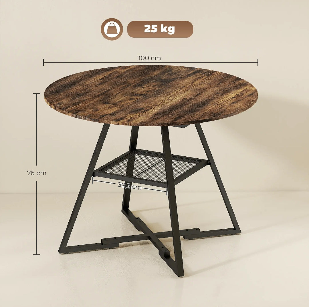 Mesa de Comedor Redonda Ø100 cm Industrial para 4 Personas | MooM Decó
