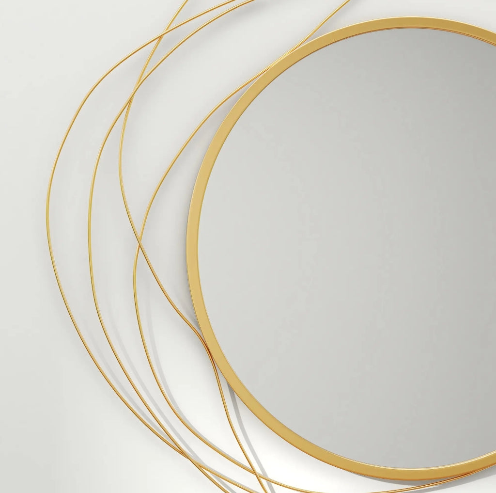 Espejo Decorativo Redondo Dorado con Marco Abstracto Ø65 cm | MooM Decó