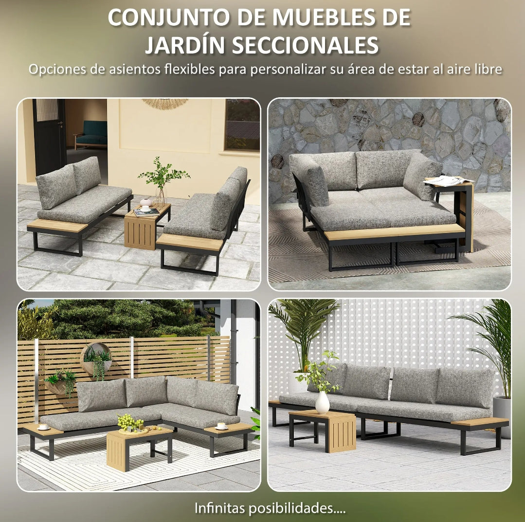 Sofa rinconera Exterior múltiposición más mesa