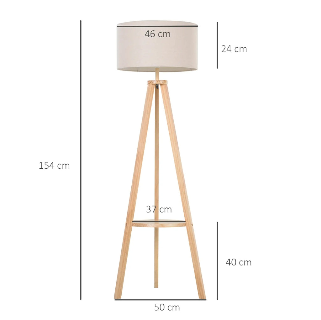 Lámpara de Pie Trípode Madera y Beige 154 cm | MooM Decó