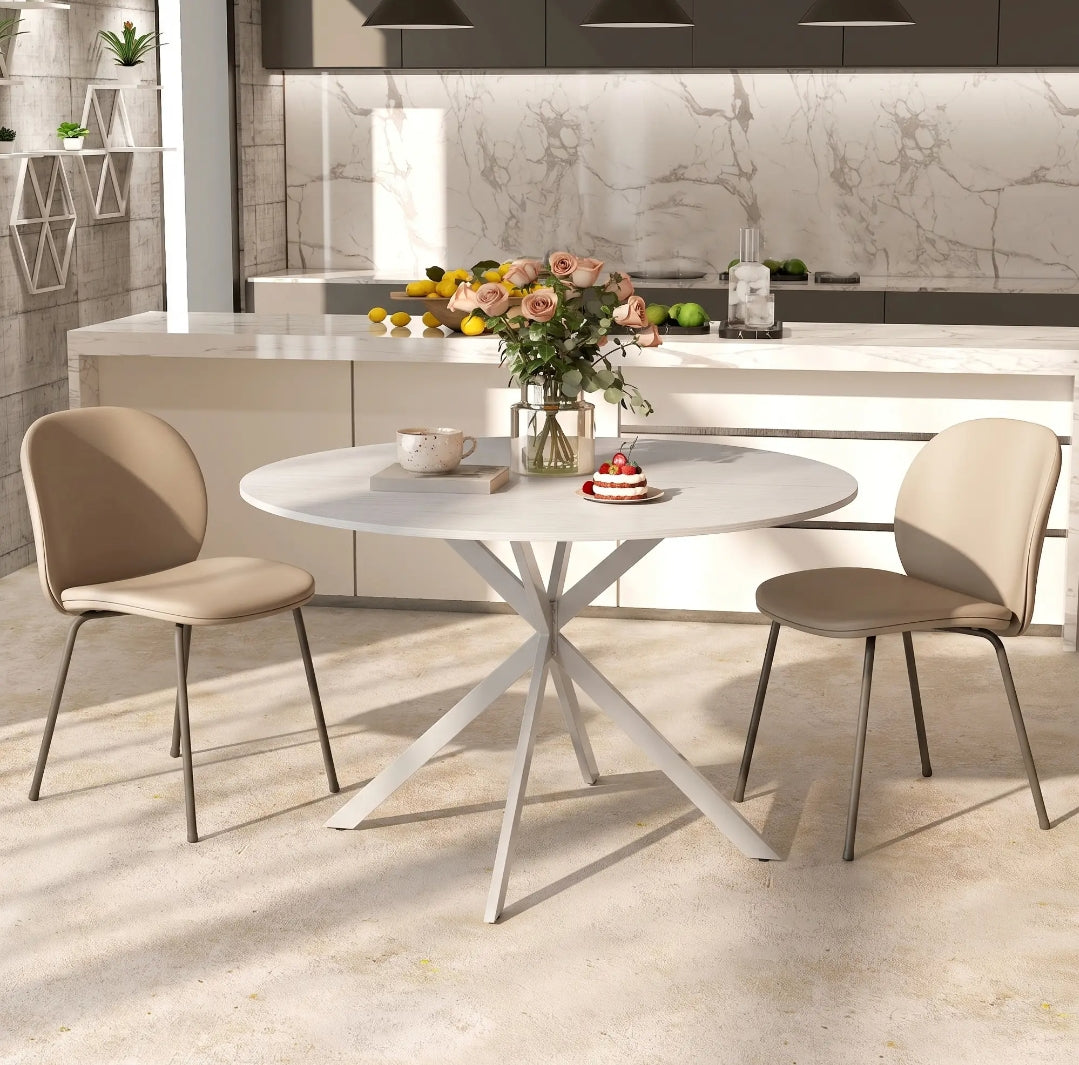 Mesa de Comedor Redonda Blanca Ø120 cm para 4 Personas | MooM Decó