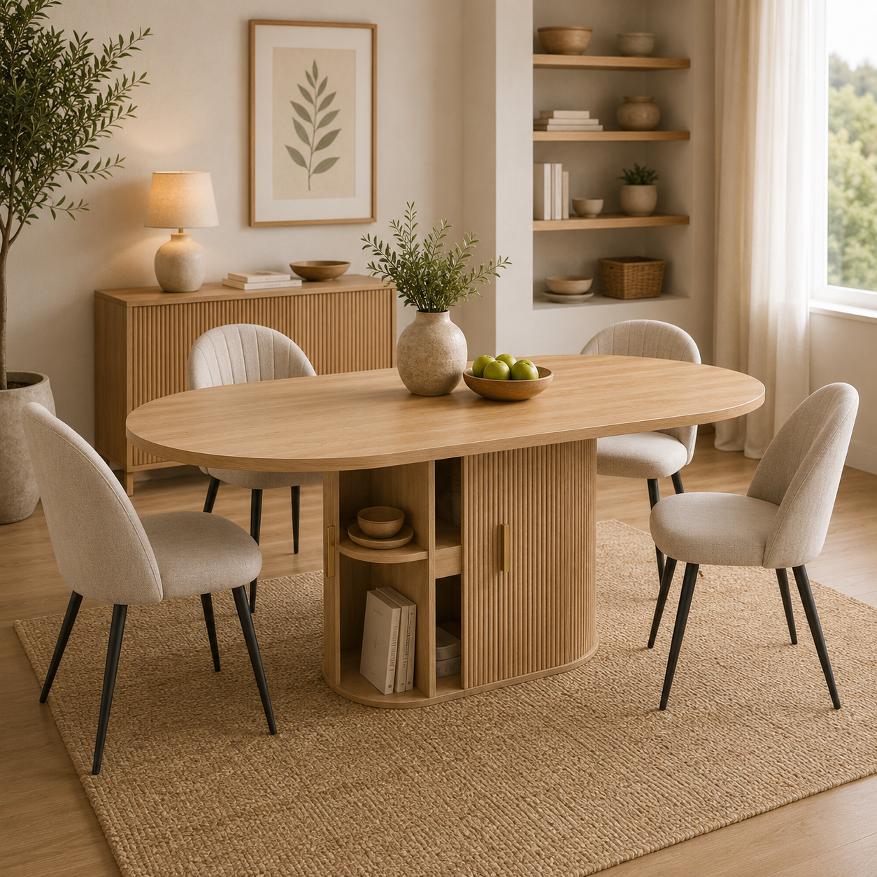Mesa de Comedor con Armario Integrado Farmhouse 140 cm Roble | MooM Decó