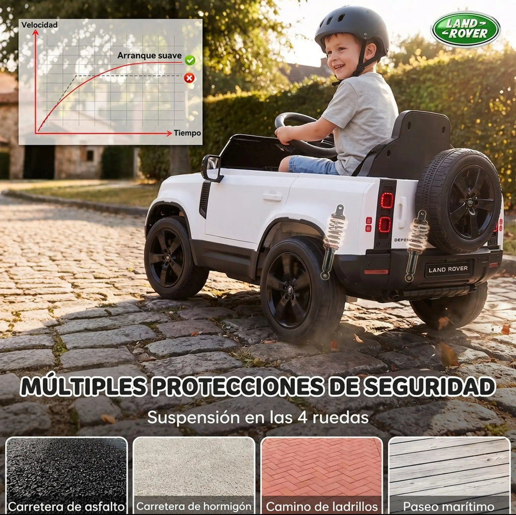 Coche Eléctrico Infantil Land Rover Defender 12V Blanco | MooM Decó