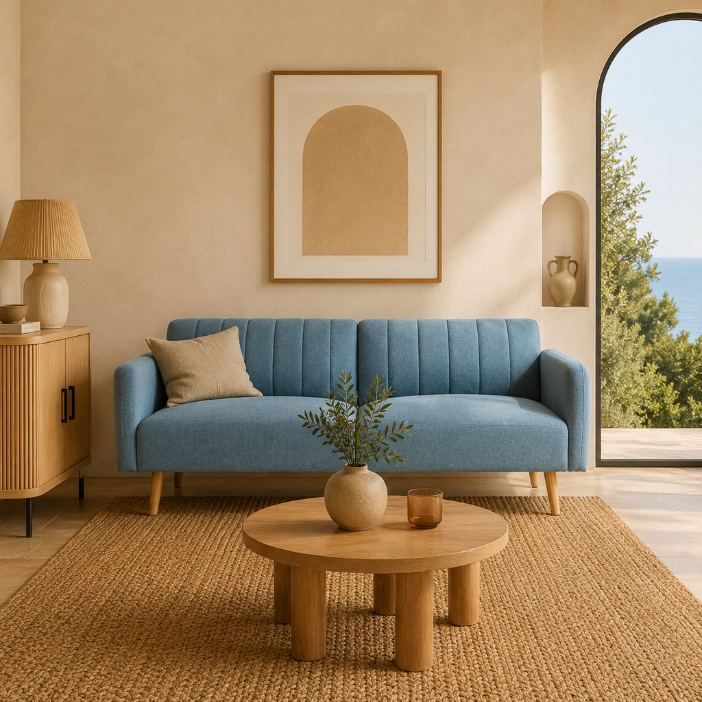 Sofá Cama Convertible de 3 Plazas con Respaldos Reclinables múltiposición y Patas de Madera Estilo Nórdico