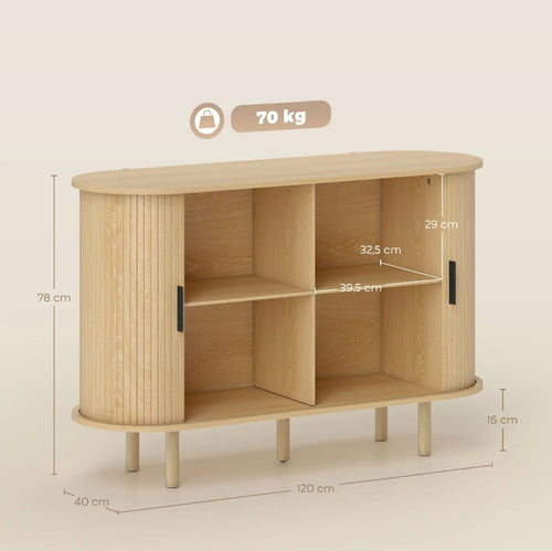 Aparador Ovalado Vintage con Puertas Tambour Correderas 120 cm Roble | MooM Decó